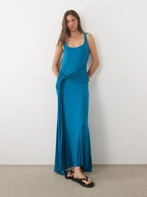 ASOS DESIGN ASOS DESIGN scoop neck midi dress with ruched tie detail in green