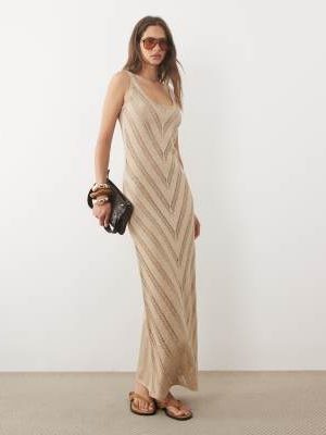 ASOS DESIGN ASOS DESIGN metallic knit maxi dress in gold