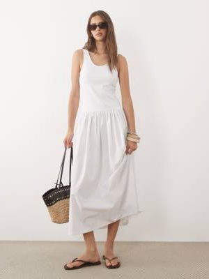 ASOS DESIGN ASOS DESIGN ribbed hybrid scoop neck maxi dress in white