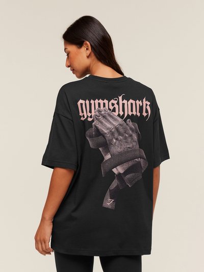 Gymshark Gymshark Prayer Hands Graphic Oversized T-Shirt - Black