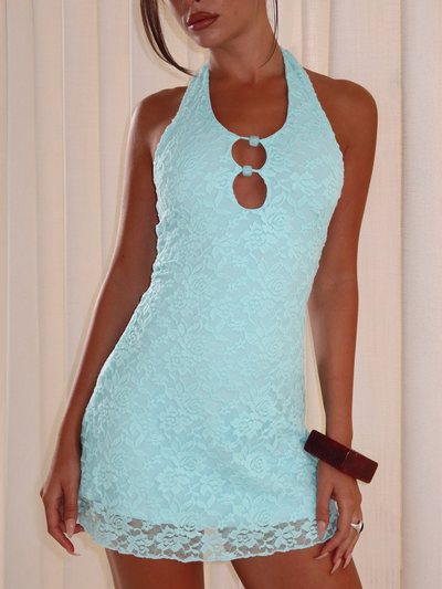 Princess Polly Blue Sky Halter Cut Out Mini Dress Blue
