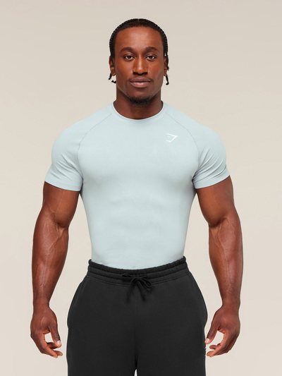 Gymshark Geo Seamless T-Shirt - Smoke Blue/Soft White