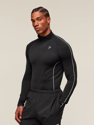 Gymshark Gymshark Clean Contour Seamless 1/4 Zip - Black/White