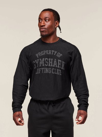 Gymshark Gymshark Lightweight Slub Textured Lifting Authenticator OS LS T-shirt - Black