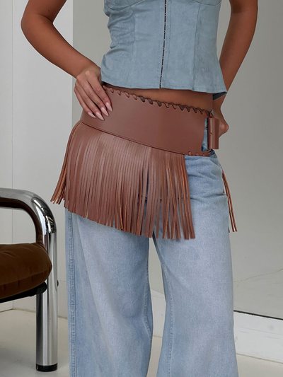 Princess Polly Halycon Whipstitch Tassel Belt Brown