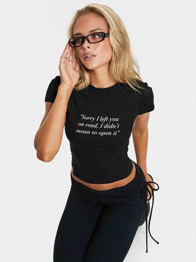 Princess Polly Read Receipts Graphic Baby Tee Black