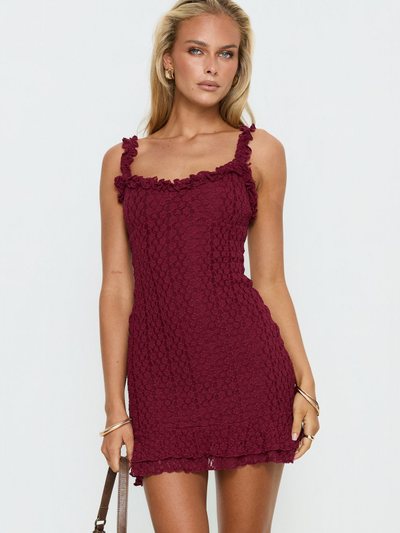 Princess Polly Steffi Frill Lace Mini Dress Burgundy