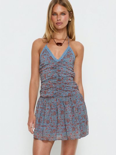 Princess Polly Emika Mini Dress Shadow Blossom Blue