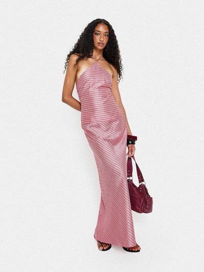 Princess Polly Bellamissimo Halter Maxi Dress Pink Stripe