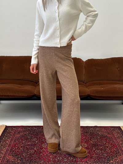 Princess Polly Bekki Wide Leg Knit Pant Mocha