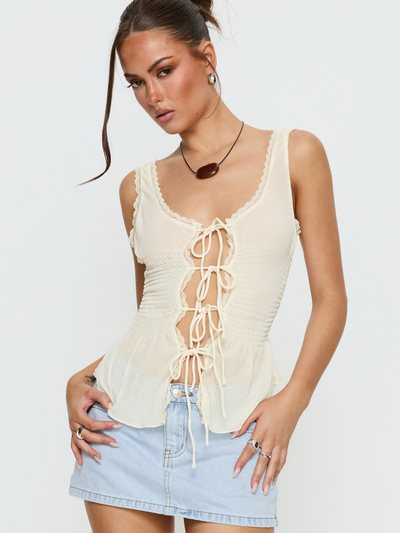 Princess Polly Naelina Sheer Tie Up Top Butter