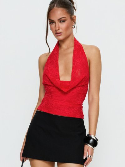 Princess Polly Kamira Plunge Neck Halter Top Red