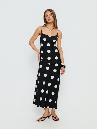 Princess Polly Avienna Maxi Dress Black Polka Dot