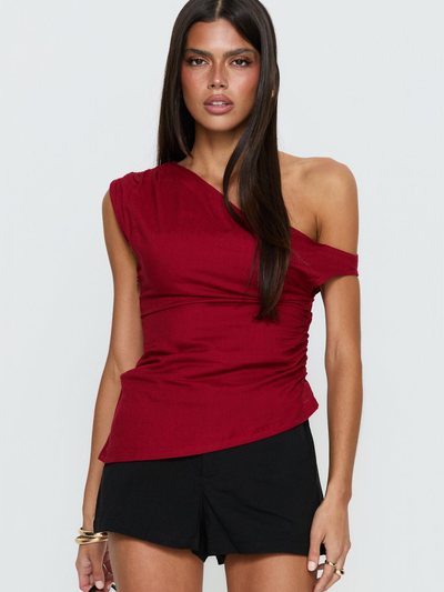 Princess Polly Kaylani One Shoulder Drape Top Burgundy