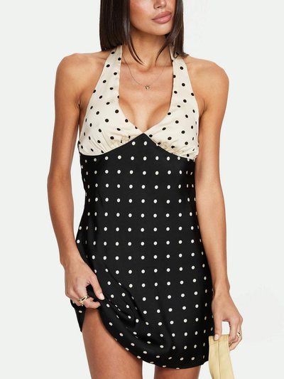 Princess Polly Rihana Halter Mini Dress Polka Dot Splice