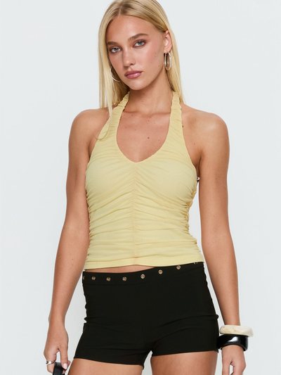 Princess Polly Eye Candy Ruched Halter Top Lemon