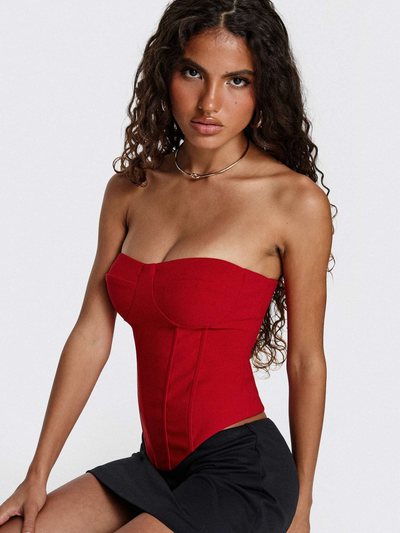 Princess Polly Chevon Strapless Corset Top Red