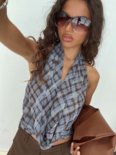 Princess Polly Aldana Plunge Neck Top Multi Check