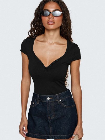 Princess Polly Laretta Button Up Bodysuit Black