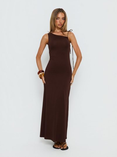 Princess Polly Lorinna Tie Shoulder Maxi Dress Brown