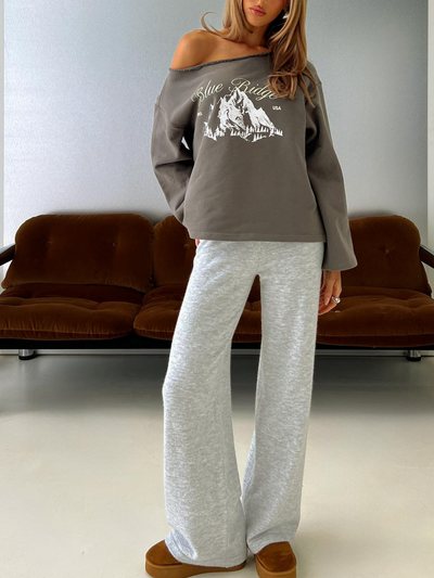 Princess Polly Bekki Wide Leg Knit Pant Grey Marle