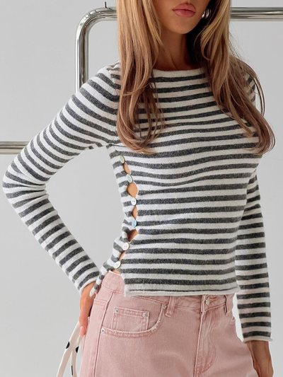 Princess Polly Annalyse Long Sleeve Button Detail Top Stripe