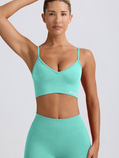 Oh Polly Define Luxe V-Neck Sports Bra in Mint