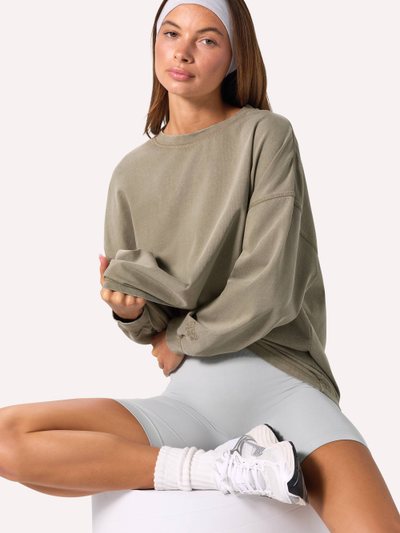 Oh Polly Acid Wash Long-Sleeve Oversized T-Shirt in Light Green