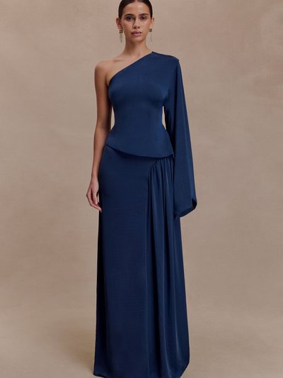 Meshki Vivica Slinky Gathered Maxi Skirt - Midnight Navy