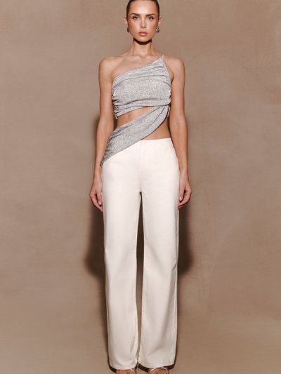 Meshki Corah Lurex Drape Knit Top - Silver