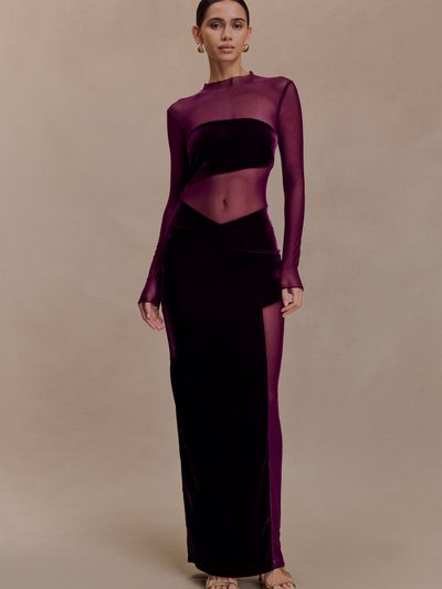 Meshki Davina Velvet And Mesh Maxi Dress - Purple