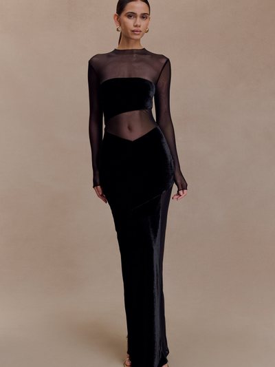 Meshki Davina Velvet And Mesh Maxi Dress - Black