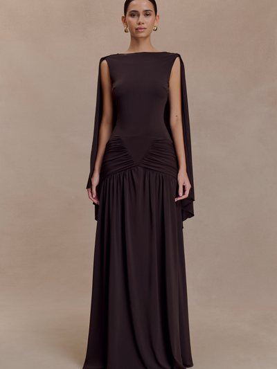 Meshki Emory Jersey Cape Maxi Dress - Chocolate