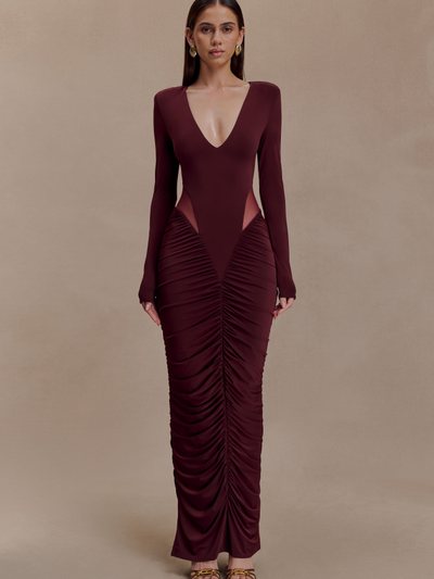 Meshki Louanne Slinky Long Sleeve Maxi Dress - Burgundy