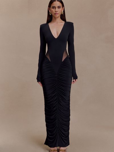 Meshki Louanne Slinky Long Sleeve Maxi Dress - Black