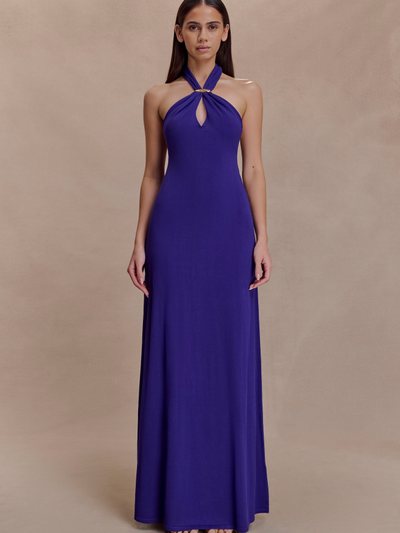 Meshki Ozias Halter Semi Sheer Knit Maxi Dress - Deep Purple