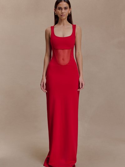 Meshki Marlon Crepe And Mesh Maxi Dress - Cherry Red