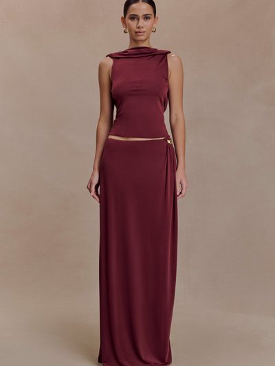 Meshki Bridget Slinky Maxi Skirt With Hardware - Burgundy
