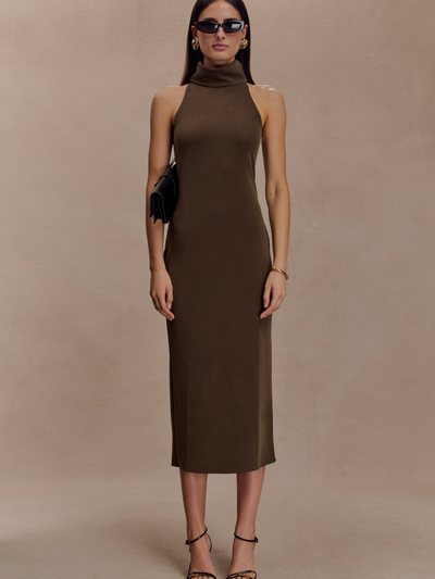 Meshki Kennedy High Neck Midi Dress - Chocolate