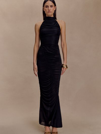Meshki Matilda Ruched Mesh Maxi Skirt - Black