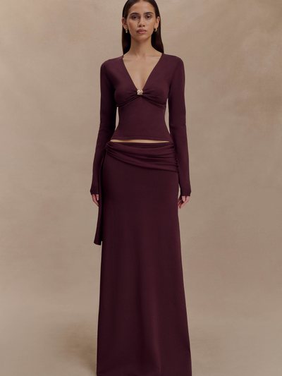 Meshki Bowie Low Rise Knit Maxi Skirt - Dark Chocolate