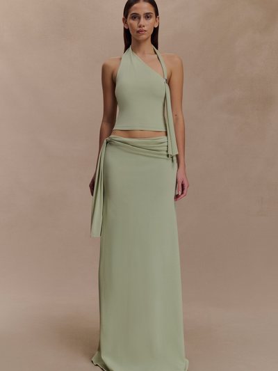 Meshki Bowie Low Rise Knit Maxi Skirt - Pastel Green
