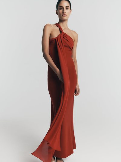 Meshki Philippa Knotted Crepe Maxi Dress - Ruby