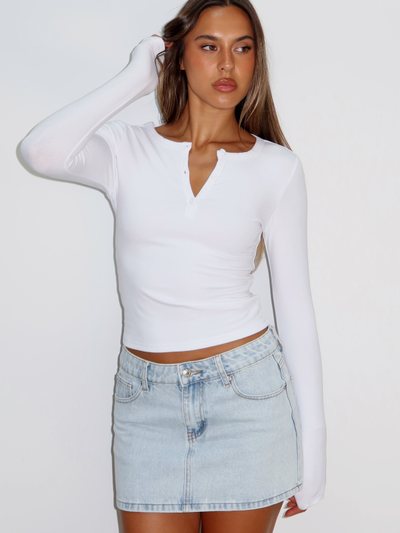 White Fox Won't Be Lonely Denim Mini Skirt Glacier Blue