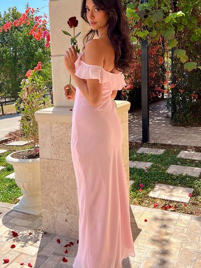 Beginning Boutique Bellflower Pink Chiffon Maxi Dress