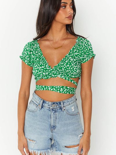 Beginning Boutique Colette Green Floral Crop Top