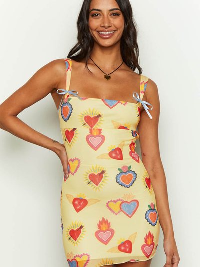 Beginning Boutique Romeo Yellow Print Mini Dress
