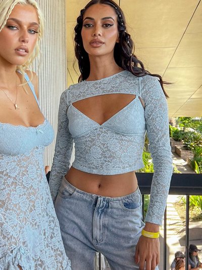 Beginning Boutique Here With Me Blue Lace Cami and Shrug Set