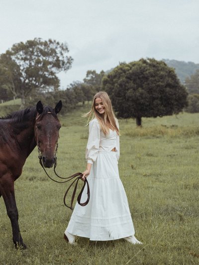 Petal & Pup Darlia Tiered Maxi Skirt - White