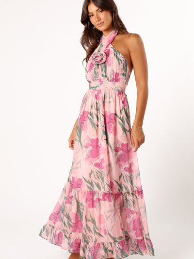 Petal & Pup Lennon Halterneck Maxi Dress - Pink Floral